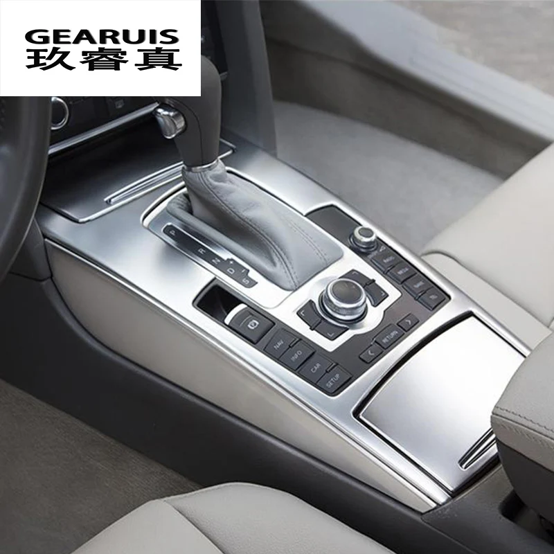Автомобильный Стайлинг держатель стакана воды крышка наклейка переключения передач Панель управления металлическая рамка Накладка для Audi A6 C6 авто аксессуары для интерьера