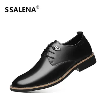 

Men Pointed Toe Leather Casual Shoes Male Lace Up Flat Wedding Soft Sole Shoes Men Breatahble Formal Business Shoes AA60801