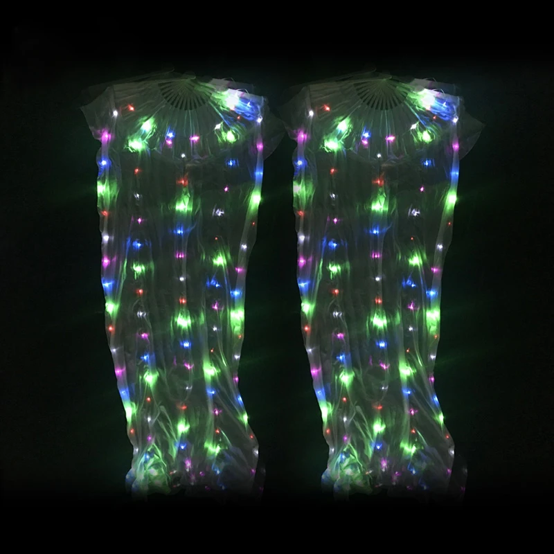 Fan Dance Accessories LED Belly Dance Fan Veil Stage Performance Prop LED Fans Shiny  Pleated  Festival Carnival Bellydance Fans
