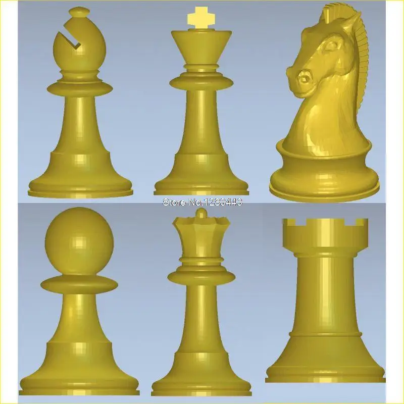 

6PCS/LOT International chess 3D model for 4 axis circular diagram 3D carved sculpture cnc machine in STL file