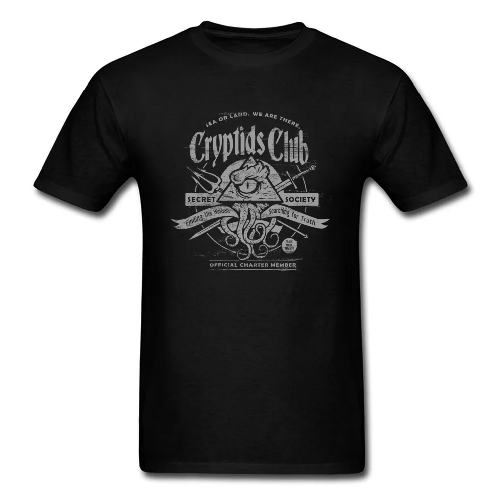 Street Top T-shirts Fitted Crew Neck cryptids club 6084 All Cotton Men Tops Shirts Printed Short Sleeve Sweatshirts cryptids club 6084 black