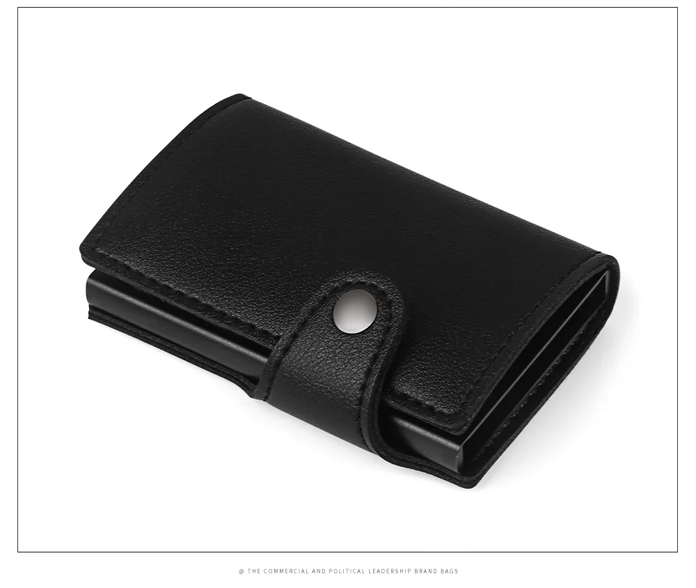 Для мужчин кошелек держатель для Карт RFID алюминиевый сплав кредитных держатель для карт из искусственной кожи кошелек противоугонные Для мужчин автоматические всплывающие кошелек RFID