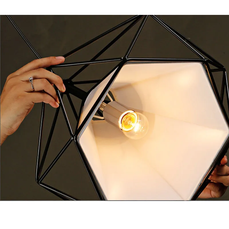 Современная Художественная пирамида, скандинавский Железный Алмазный подвесной светильник, черная клетка, потолочные подвесные светильники, домашний декоративный светильник, подвесной светильник