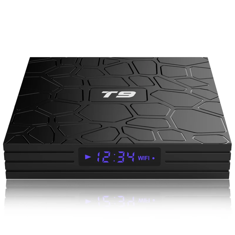 4G32G Android 9.0 Smart TV Box with LED Display 4GB RAM 32GB ROMRK3318 Quad Core Wifi 2.4G 3D 4K Bluetooth T9 Boxes Set Top Box