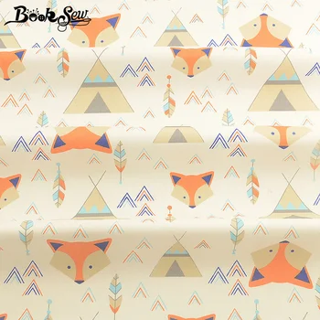 

Booksew Material Fabric Dye 100% Cotton Beige Twill Printed Cartoon Design DIY Patchwork Sewing Textile Scrapbooking Tissu