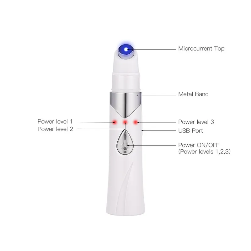 Перезаряжаемые Портативный угорь пера акне пятна микро-ток Постоянное тепло синий свет терапия Красота устройства ухода за кожей лица 45