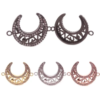 

10Pcs Mixed Color Micro Pave Clear CZ Moon Star Connector Spacer Charm Beads Pendants Metal Handmade Loving Bracelet Jewelry DIY