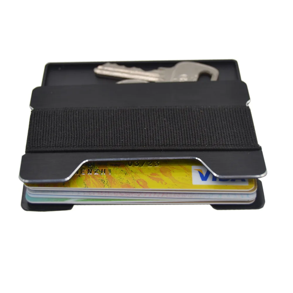 Slim Wallet for Minimalist Men RFID NFC Protection Premium Carbon Credit Card Case with Coin Compartment and Metal Money Clip for up to 16 Cards