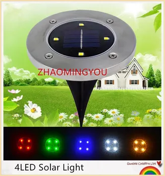 

YOU 1PCS Solar Powered 4LED Solar Light Outdoor LED Garden Light Lawn Path Yard Fence Stainless Steel Buried Inground Lamp