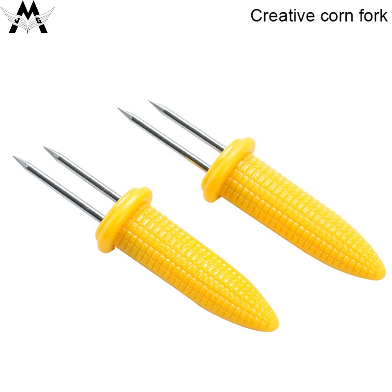 

10pcs Corn Forks Heat-resistant Small Stainless Steel Corn Holders Food Forks BBQ Tool for Picnic Camping Barbecue