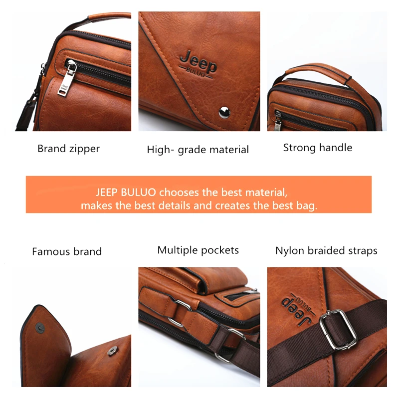 Goedkoop Jeep Buluo Split Lederen Crossbody Tote Mannen Bag Beroemde Designer Mannen Schouder Messenger Bags Mannen Fashion Business Hoge Kwaliteit
