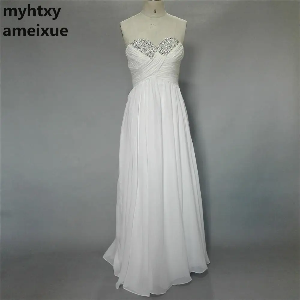 

Sleeveless Chiffon Sweetheart Sweep Train Floor-length Zipper A-line Regular Red Cheap Boho Wedding Dresses Made In China Bride
