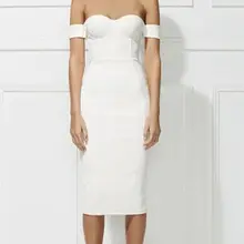 Женская Высококачественная Белая бандаж голые плечи без бретелек платье bodycon торговля платьями прямые поставки платье+ костюм
