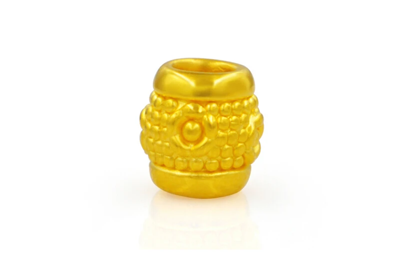 

999 24K Yellow gold Cylinder Carved Flower Handmade Knitting Bracelet 0.51g