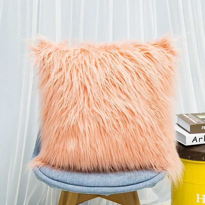 

Newest Home Decorative Super Soft Plush Mongolian Faux Fur Throw Pillow Cover Winter Warm Pillowcases Z