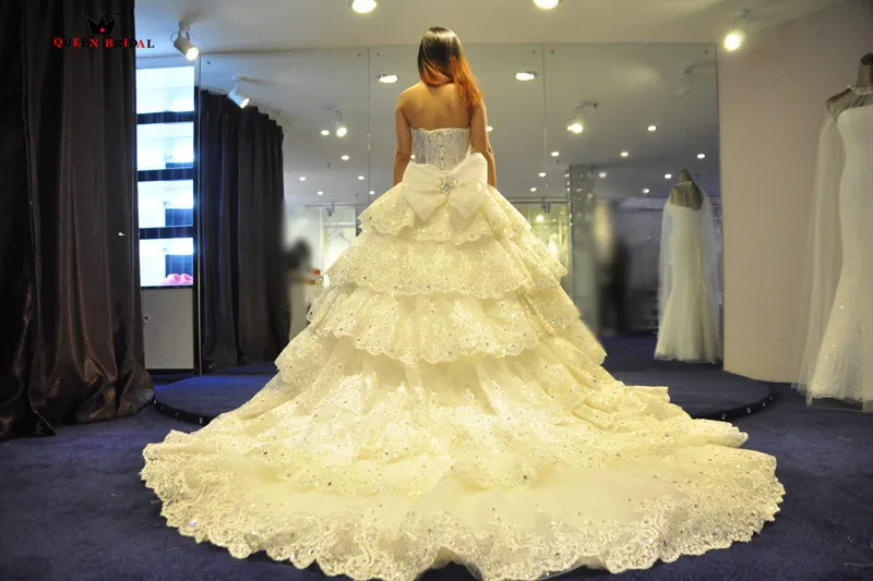 Новое модное роскошное свадебное платье без бретелек из тюля и кружева, элегантные свадебные платья, Vestido De Noiva KA01