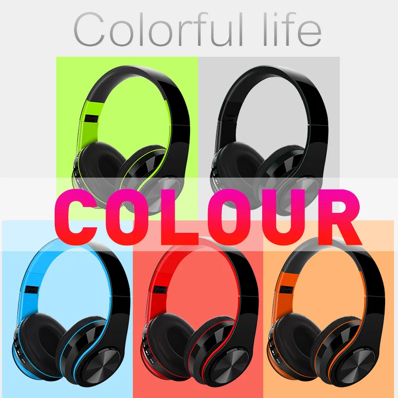 Hi Fi стерео наушники Bluetooth Музыкальная гарнитура FM Spport SD карт с микрофоном для