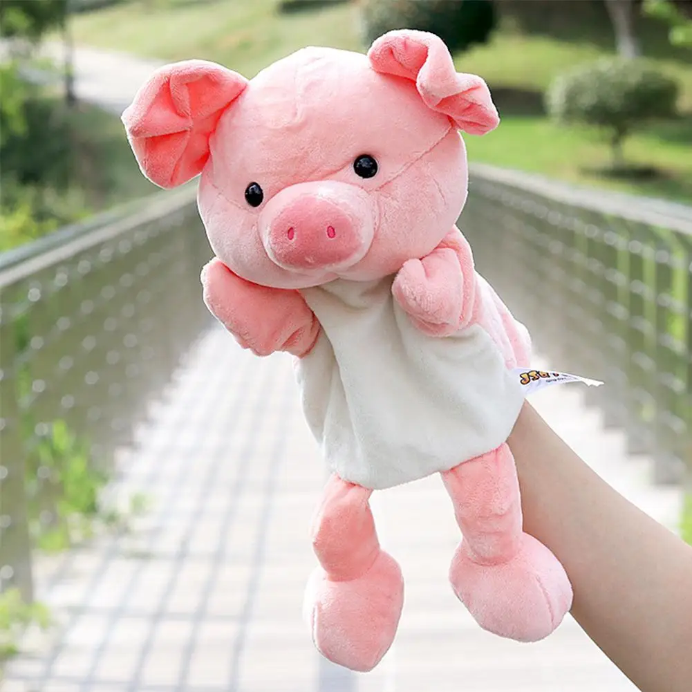 Animal Hand Puppet Dolls Plush Pig Panda Hand Doll Learning Baby Toys Puppets 30cm Hand Puppets Plush Game Doll Stuffed Toy - Цвет: piggy