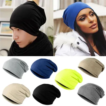 

Spring Women Men Unisex Knitted Winter Cap Casual Beanies Solid Color Hip-hop Snap Slouch Bonnet beanie Hat Gorro W3