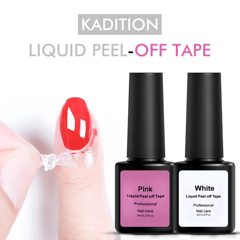 

KADITION Liquid Pink White Tape From Acrylic Nail Polish Finger Skin Care LED Latex Easy Clean Coat Protection UV Nail Polish