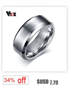 Vnox изделия 8 мм Вольфрам карбида обручальное кольцо для мужские черные цвет Размеры 7-12