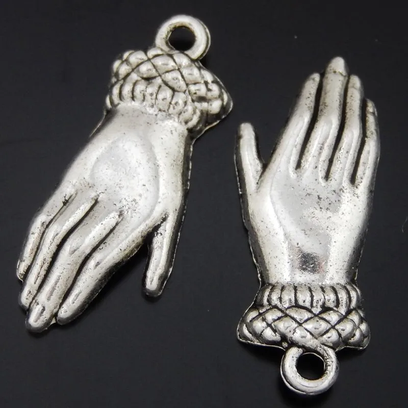 

GraceAngie 25PCS/Lot Antique Silver Religious Ethnic Style Beautiful Hand Lady Tone Alloy Right Hand Pendant Charms New Findings