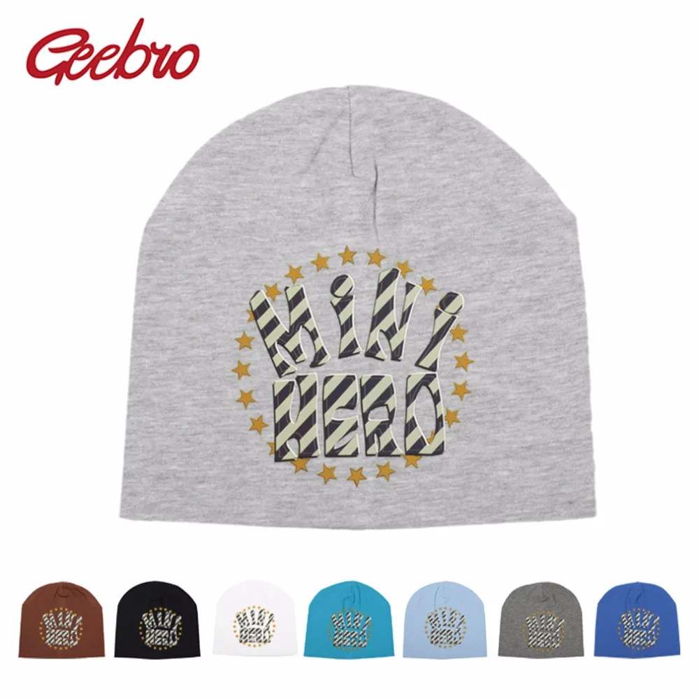 

Geebro Brand MINI HERO Baby Beanie Hat Casual Cotton Five-pointed Star Beanies For 6 Month-3 Years children Boy Soild Hat DQ007