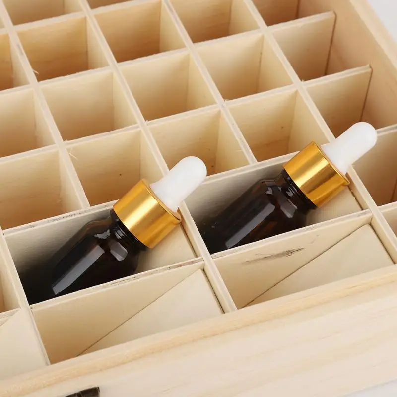 Natrual однослойный деревянный большой ящик для хранения эфирного масла Чехол Контейнер 74 бутылки органайзер для ароматерапии чехол для хранения