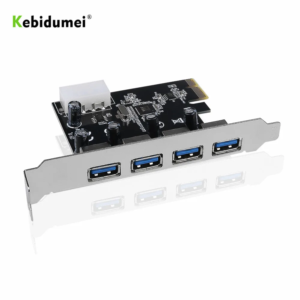 Kebidumei 4-портовый USB 3,0 расширения PCI-e карта PCI express PCIe USB 3,0 hub адаптер 4-портовый USB 3 0 PCI e PCIe PCI express 1x