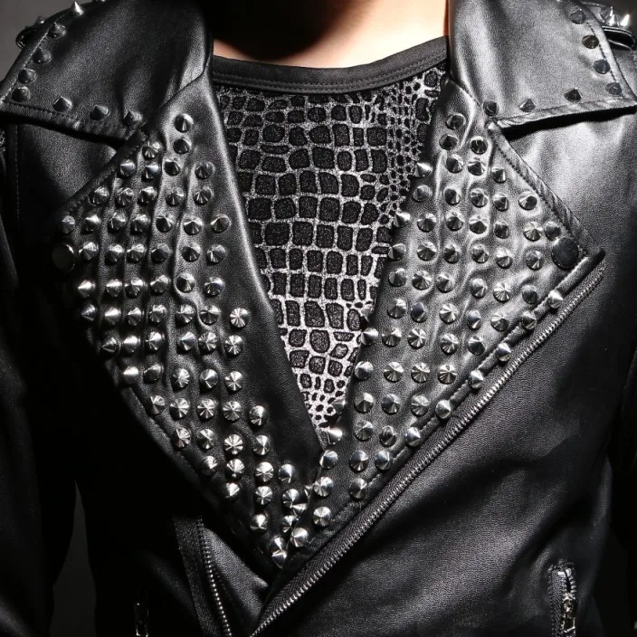 Мужская кожаная куртка без рукавов с заклепками для ночных клубов veste jaqueta de couro