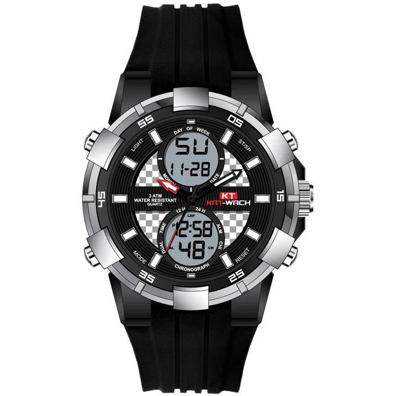 

2019 New Fashion Sports Waterproof Digital Men's Watch Luxury Dual Display LED Silicone Band Military Clock Relogio Masculino