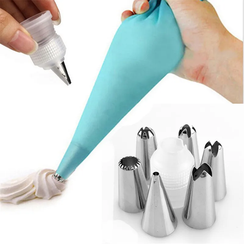 

VOGVIGO 8 Pcs/Set Cake Decorating Tips Icing Piping Cream Pastry Bag with 6pcs Stainless Steel Nozzle Set DIY Cake Decora Tool
