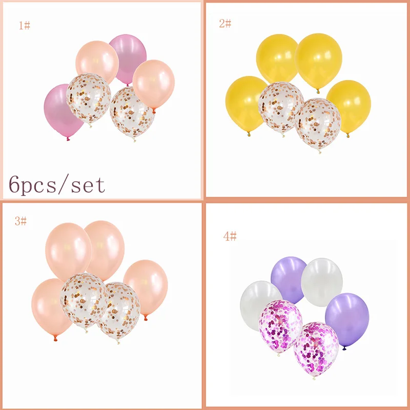 

6pcs/Lot 12inch Champagne Gold Rose Gold Gold Latex Balloons Rose Gold Confetti Wedding Birthday Party Decor Helium Supplies