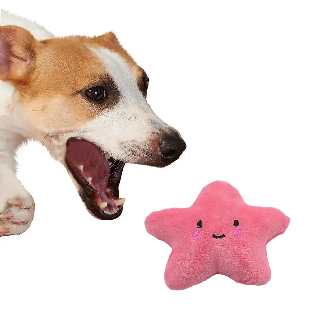10.5CM new interactive pet cartoon star shape puzzle vocal BB loud sound toy plush cloth dog catnip simulation chew toy FD