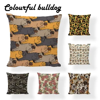 

Custom Your Picture British Bulldog Seamless Fabrics Cushion Cover Kilim Pillows For Sofa 18inch LinenHome Decor Kussenhoes