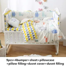 Промо-акция! 6/9 шт. с рисунком из мультфильма «Медведь»; бампер для детской кроватки белье для детской кроватки Комплекты флисовый новорожденный Накладка для детской кроватки одеяло лист весь набор