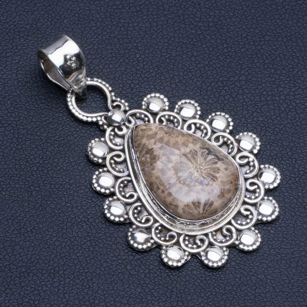 

Natural Chrysanthemum Jasper Punk Style 925 Sterling Silver Pendant 2" R0390