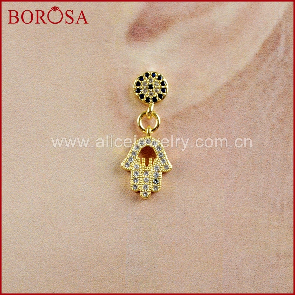 BOROSA Drusy Ювелирные изделия 5 пар CZ микро проложить циркония Хамса серьги руки