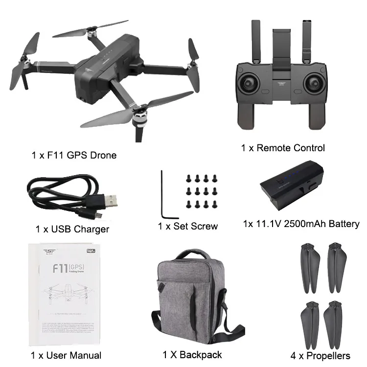 RC самолеты SJRC F11 gps 5G WiFi FPV 1080 P HD камера складной бесщеточный Радиоуправляемый Дрон Квадрокоптер+ рюкзак A703