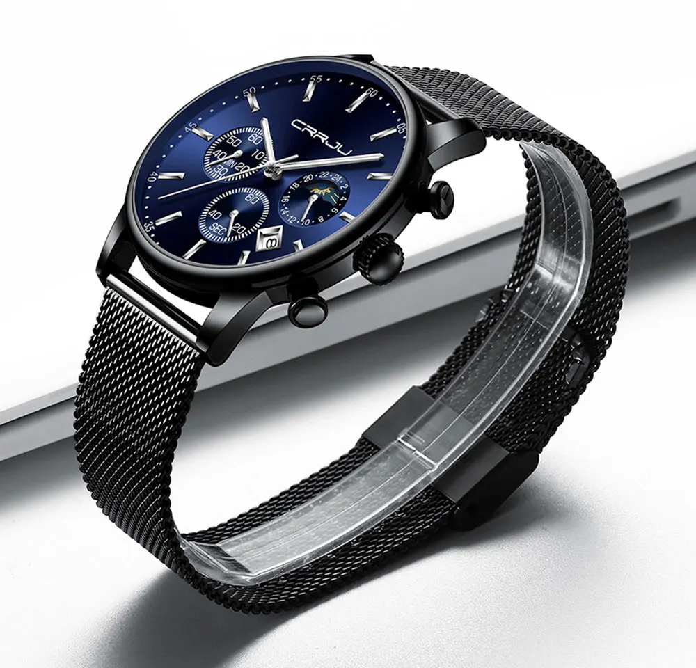  Men Watch Top Brand CRRJU New Luxury fashion Sport Quartz Watch Mens Military Steel Waterproof Busi