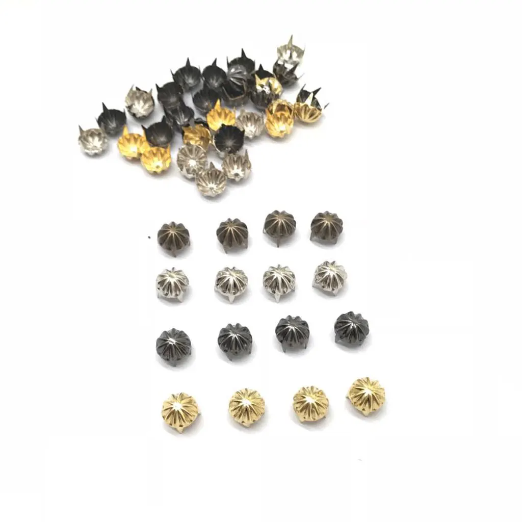 50pcs Metal Pumpkin Studs Claw Rivet Leathercraft Punk for Bags Jeans Belt Decoration