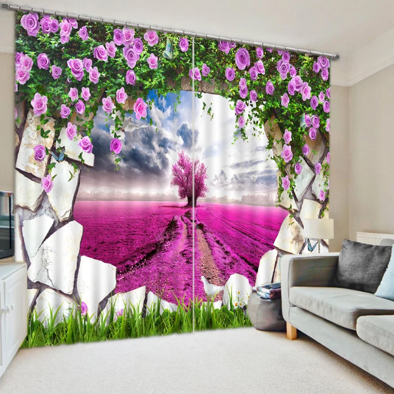 

Photo 3D Curtains for Living Room Window purple curtains