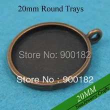 20 мм античная медь круг Подвесные подносы, античная медь круг пустая гнездовая оправа для стекла или наклейки
