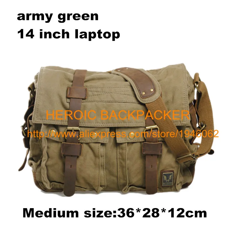 Мужские сумки-мессенджеры военные винтажные холщовые сумки через плечо сумка для ноутбука дизайнерские сумки на плечо - Цвет: medium army green