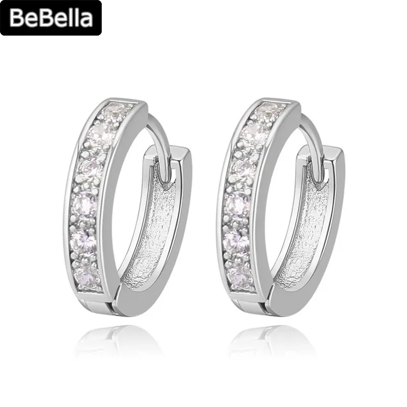 

BeBella 1.5cm Hoop Earrings Cubic Zirconia Earrings In 3 Metal Colors For Women Fashion Jewelry Wedding Gift 2018