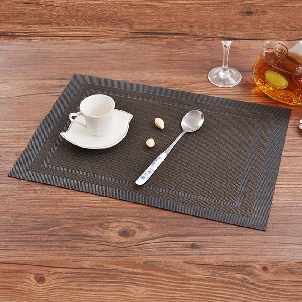 

4pcs Heat-Resistant Placemats Anti-Skid Washable Table Cloth Pad Washable PVC Table Mat Non-slip PVC Pad