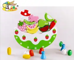 Бесплатная доставка детские деревянные искусственные Модель Строительство Наборы торт фруктов сбалансированной блок игрушки
