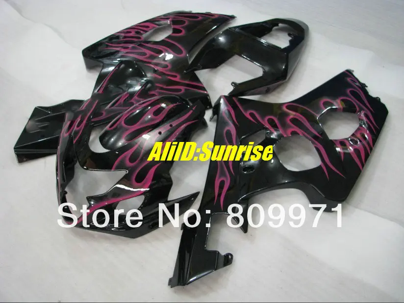 

S287 Newest pink flames black Fairing kit for SUZUKI GSXR600 750 GSXR600 GSXR750 GSX-R600 750 K4 04 05 2004 2005 Fairings set