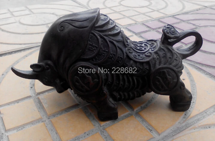 

Collectible Decorated Handwork Chinese Copper Carved Money Cow/ox Statue Free Shipping