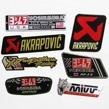 10pcs lot Motorcycle 3D Aluminium Heat resistant label exhaust pipe Cool Yoshimura Akrapovic decals Universal Stickers